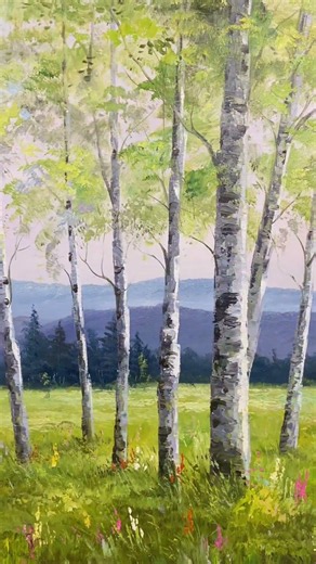 Birch Forest Landscape Oil Painting | Nature Light & Forest Painting Process #art #painting