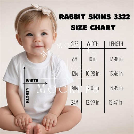 Rabbit Skins 3322 Size Chart Mockup: Kid Shirt (JPG) - Etsy Canada