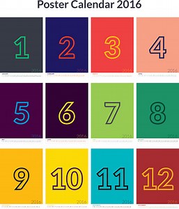 Affiche le calendrier pour 2016. La semaine commence le lundi.