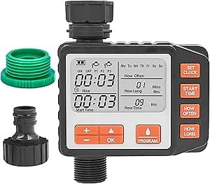 KOCASO Sprinkler Timer 3 Programmable Water Timer for Garden Hose, Hose Faucet Timer, Automatic Irrigation System with Manual Mode, Outdoor Water Hose Timer Controller for Yard Lawn Pool, Black