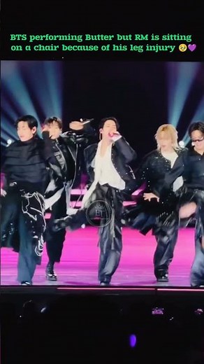 BTS Dynamite performence 😍Rm sitting on a chair to protect his injured leg🥹💜