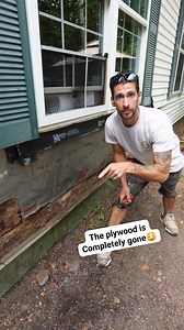 This was all because they tried to add a tiny bead of silicone in between the windows to prevent water from getting in. Once that little bead of silicone failed, all the water got in behind the window and rotted out all of the plywood underneath. We had to rip apart all the framing and redo it! #carpentrytips #construction #contractor #tipsandtricks #HomeImprovement #hacks #carpentry #builder #deck #tools #diy | Your Favorite Contractor