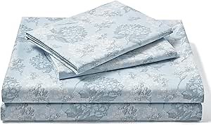 FreshCulture Floral Bed Sheets - Ultra Soft Twin Sheets Set - Brushed Microfiber Blue Floral Sheets - Deep Pockets up to 16" - Easy Care - Hotel Luxury 3 Piece Flower Printed Sheets Twin, Emilia