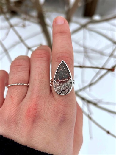 Handmade Rosetta Lace Agate and Sterling Silver Ring | US Size 7 - Etsy