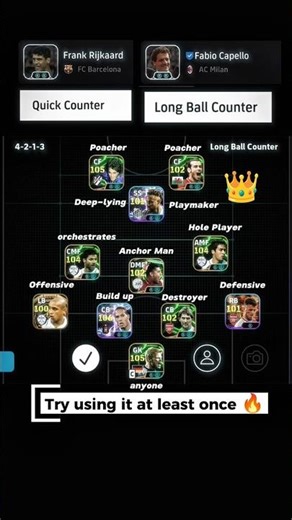 Try this formation Tactics | Rijkaard Quick Counter and Capello Long Ball Counter 🔥" #shorts #pes