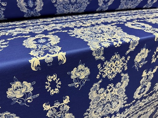 Toledo Double Jersey Fabric, per Metre - Damask Print - Royal Blue - Etsy