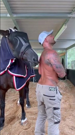 Just a muscle man and his new gym buddy-JOEL BUSHBY #FitnessVibes #CountryStyle #FitLife #HorseLover