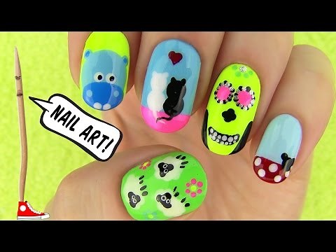 Nails, Nail Art Tutorial Using a Toothpick! 5 Nails, Nail Art Designs