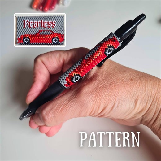 Car Pen Wrap Pattern “fearless”, Peyote Stitch Beaded Pen Cover (PDF Download) - Etsy