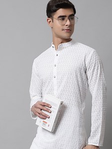 Buy Jompers Men White Embroidered Kurtas -  - Apparel for Men