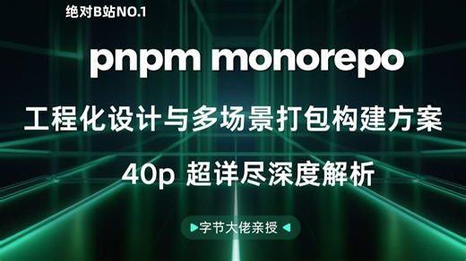 pnpm monorepo工程化设计与多场景打包构建方案，40p 超详尽深度解析