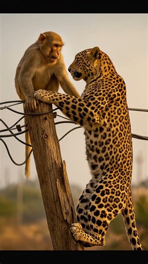 monkey pranks lion until electrocuted by electric cable #wildlife #shorts