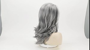 HeneiKecci Long Straight Gray Wigs for White Women Side Part Natural Wigs for Older Lady (Gray White)