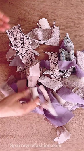 Sewing From Small Scraps Those tiny fabric scraps you almost throw away? They can turn into something beautiful. This is slow, creative sewing — made from what you already have Find free patterns & scrap sewing ideas at sparrowrefashion.com #leftoverfabric