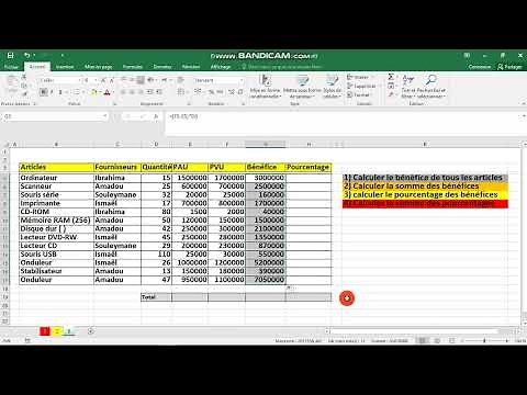 Excel, Comment calculer le pourcentage et le bénéfice