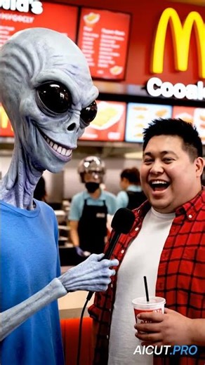 Alien taking interview in Mc Donald s