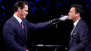 John Cena and Jimmy put a spin on the card game High or Low, where the loser of each round gets smacked in the face with a real fish in Fish Slap! | The Tonight Show Starring Jimmy Fallon