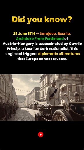 June 28, 1914: Sarajevo — The Point of No Return #shorts #history #warhistory