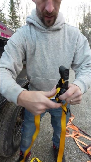 great trick for putting on ratchet straps by yourself #diy #constructionchannel #homeimprovement