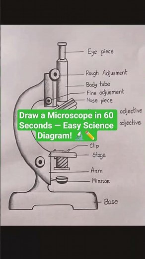 Draw a Microscope in 60 Seconds 💯🤠 Science Diagram🔥 #brainspark#biology #viral #trending #education
