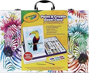 Crayola Table Top Easel & Art Kit (65pcs), Kids Painting Set, Arts & Crafts Kit, Gifts for Ages 4+