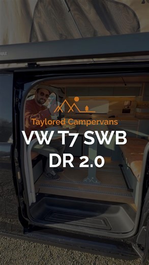 Taylored Campervan Conversions on Instagram: "Take a look at our newest VW T7 SWB DR 2.0 build to hit the road! 🚐 Check out our latest DR 2.0 conversion that’s fully gas-free and adventure-ready. 🌿 Here’s what’s inside 👇 - West Dubs elevating pop-top with memory foam mattress - Clever 7-seat layout with MobiFrame sliding bed & 2 removable seats - Hand-built birch ply kitchen with Eco handles - All-electric cooking with induction hob - Clayton Power LPSII 3000 lithium system + 270W solar - Die