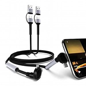 Multi Charging Cable 2Pack/3.3FT 4 in 1 60W USB Type-C Cable Fast Charging Cable with Holder Nylon Braided Universal USB C Fast Charging & Data Transmission Cable for Smart Phone Devices and More