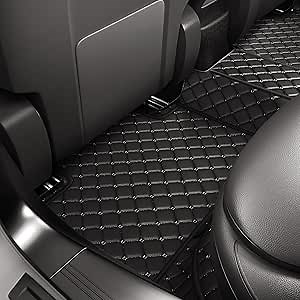 Car Floor Mats Fit for GMC Envoy 2002-2009 Faux Leather Floor Mats for Car,Car Mats All Weather Deep-Dish Odorless,Auto Interior Accessories(Black Mat Black Line)