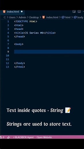 Strings in JavaScript Explained | JS Series#6 #coding #programming #javascript #learnjs #learntocode