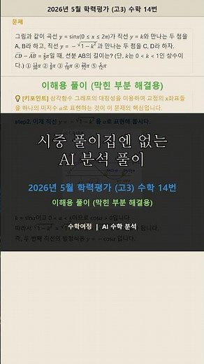 2026년 5월 학력평가 수학 14번 | 이해용 풀이 - 막힌 부분 해결