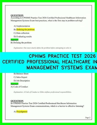 CPHIMS PRACTICE TEST 2026 CERTIFIED PROFESSIONAL HEALTHCARE INFORMATION MANAGEMENT SYSTEMS EXAM 6