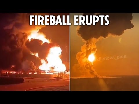 Huge Ukrainian drone strike turns Russian oil depot into raging inferno