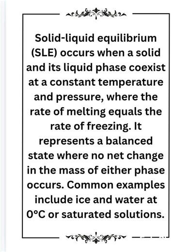 Solid-liquid equilibrium (SLE).#chemistry #equilibrium