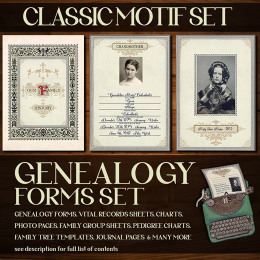 Editable Genealogy Forms: Classic Parchment Family History (PDF) - Etsy