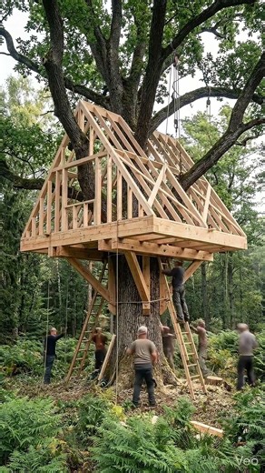 Building the Ultimate Luxury Treehouse in an Ancient Oak! 🌳 #treehouse #beforeandafter #timelapse