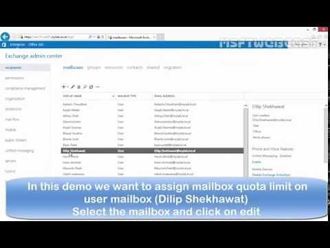 how to limit user mailbox size (Quota) in exchange 2013 SP1
