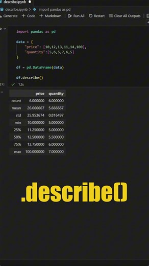 Pandas Tip: Detecta outliers en segundos con .describe()