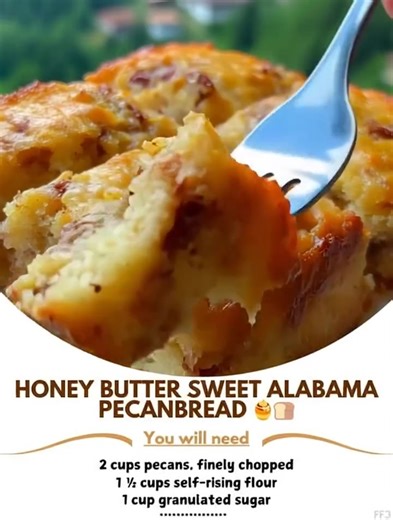 12K views · 30 reactions | Honey 濾 Butter Sweet Alabama Pecanbread  Ingredients: - 2 cups pecans, finely chopped  - 1 1/2 cups self-rising flour  - 1 cup granulated sugar  - 1 cup brown sugar  ..... Full Recipe in Coʍmеոτ  | Incredible Yummy Recipes | Facebook