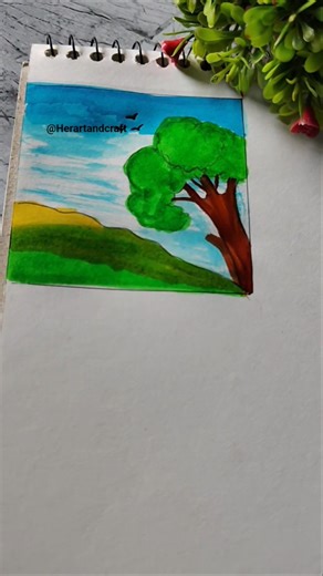 natural scenery drawing idea 🌳🖌️.#art #drawing #howtodraw #youtubeshorts