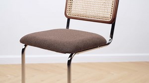 GrandNoor Natural Rattan Counter Height Stools Set of 2 with Solid Wood Back, 24 Inch Mid Century Modern Cesca Bar Stools, Brown Upholstery Boho Stool for Kitchen Counter with Chrome Metal Legs