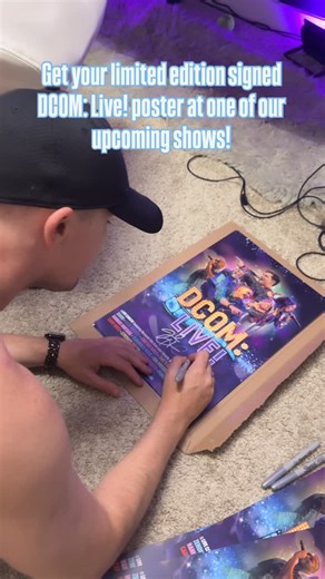 DCOM: Live! • A Disney Channel Original Movie Tribute Show on Instagram: "What else would they be listening to while signing posters? 💿❤️ We’ve only got a handful of these, so get them while you can! Next stop: our January 2026 shows! #disneychannel #concert #tribute #dcomlive #merch"