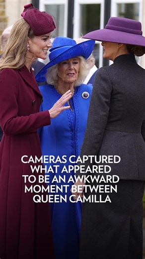 18M views · 39K reactions | Cameras captured what appeared to be an awkward moment between Queen Camilla and Kate Middleton as they spoke to first lady Melania Trump at the formal state visit welcome. | People | Facebook