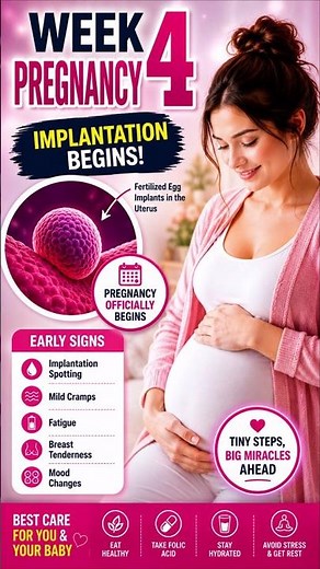 Week 4 Pregnancy Symptoms | Implantation & Early Signs Explained #pregnancy #baby