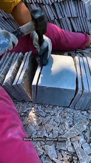 Satisfying Stone Splitting Process | Hand Chisel Precision Cutting Technique