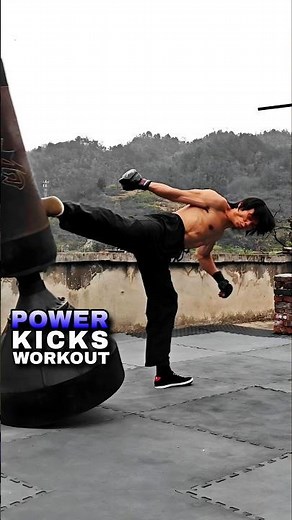 KUNG FU KICK Power Test ⚡ Multi-Angle Kicks Knock Down Heavy Bag #martialarts