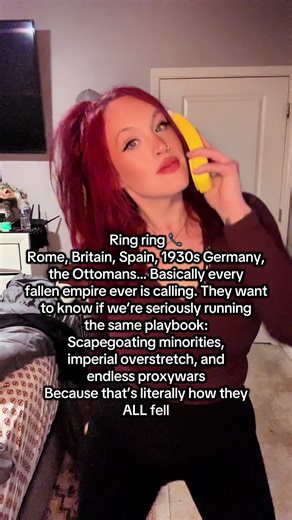 POV: You’re watching an empire speedrun every mistake in the history books. The pattern is always the same - blame vulnerable groups for systemic problems, overextend military power, drain resources on endless conflicts. Rome, Britain, Spain, the Ottomans, 1930s Germany… they all thought they were the exception. They weren’t. History doesn’t repeat but it sure does rhyme, and right now it’s rhyming LOUD. Maybe we should crack open a book before we find out how this story ends. Again. 📚 #history