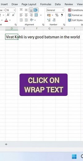 Fit Long Text in 1 Cell – Excel Hack! | Wrap Text Fast – Excel Shortcut Trick! |No Cut-Off Text