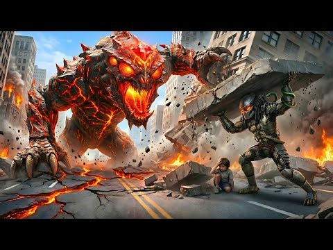 Hunter vs EARTHSHATTER COLOSSUS | AI Monster Movie | Epic Earthquake Battle | PREDATOR MOVIE