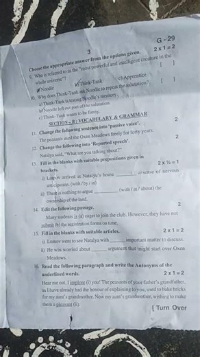 AP 10 th class English question and answer paper
