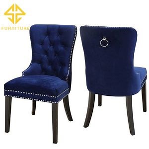 [Hot Item] Wooden Furniture Upholstered Velvet Fabric Tufted Back Dining Room Chair